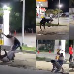 RD: Medios internacionales difunden salvaje pelea a machetazos por una mujer en gasolinera de SPM RD donde uno de los peleadores recogió una mano cortada