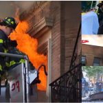 Nueve heridos con un bombero grave al caer  de piso combatiendo voraz incendio en el Alto Manhattan